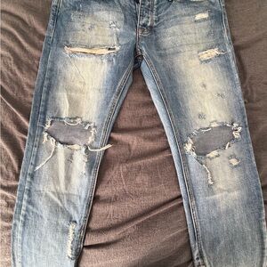 MNML Distressed Light Blue Skinny Jeans